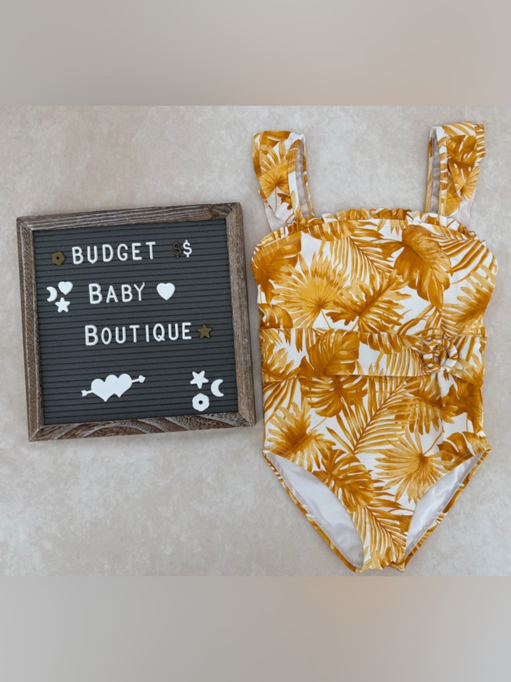 Janie and Jack Yellow White Tropical Print One-Piece Swimsuit